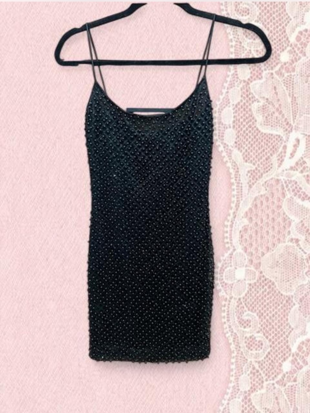 Oh Polly Black Embellished Slip Mini Dress